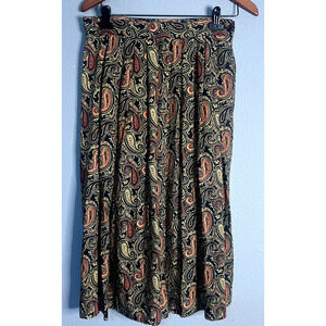 Vtg‎ 80s Joan Leslie Paisley Maxi Skirt Womens 6P Rayon Cottagecore Fall Fashion